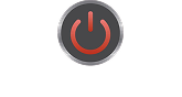 Circular power button icon in red and gray above the cursive text "Extreme Car Audio" in white.
