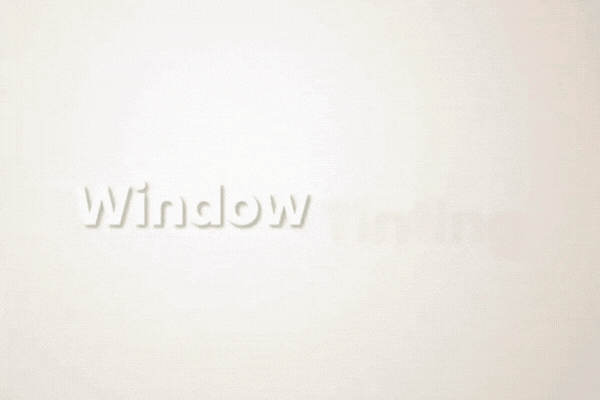 Animated text appears letter by letter on a light background, spelling out “Window Tinting” in a smooth fade-in animation.